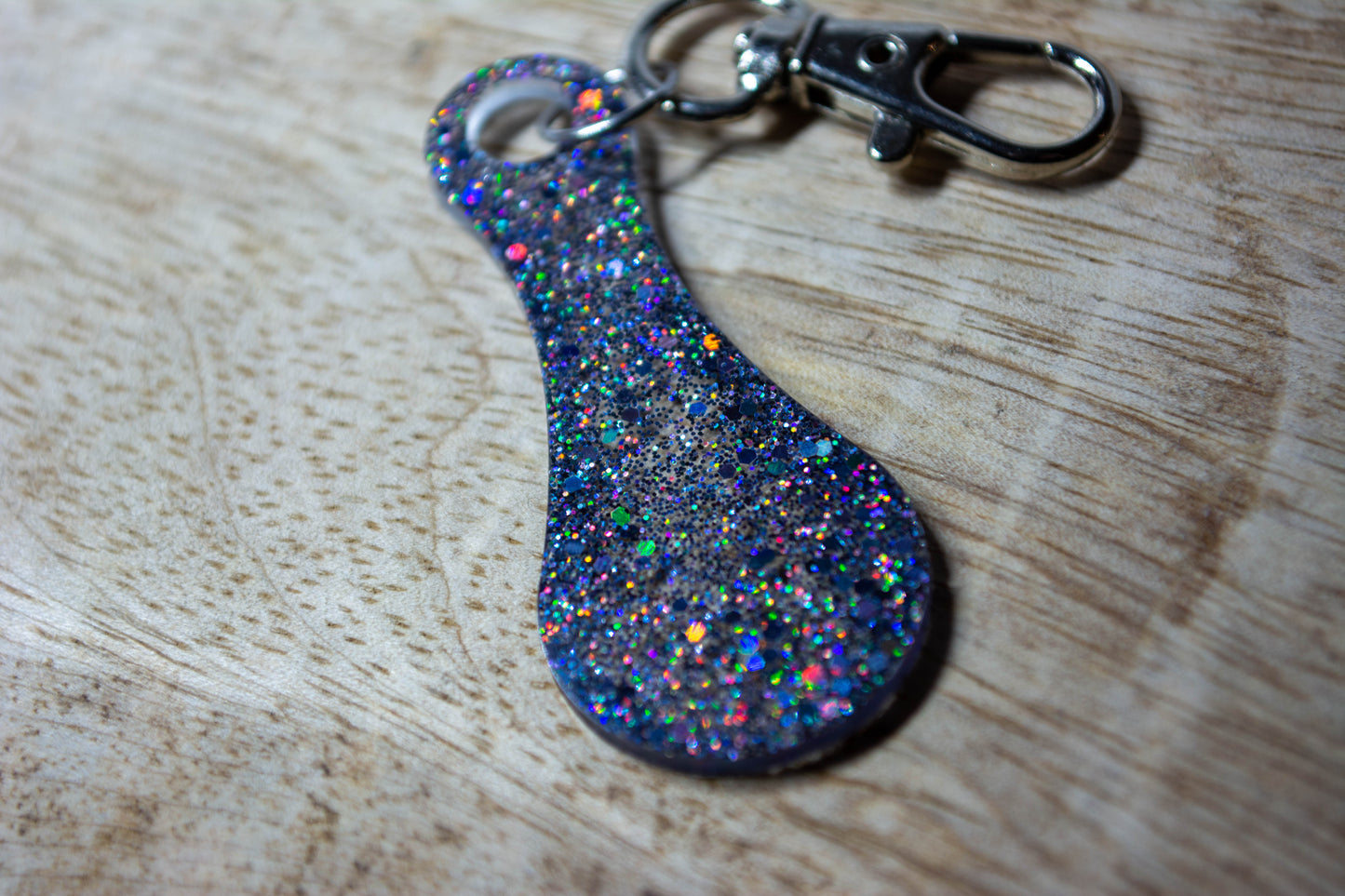 Jeton de caddie paillettes holographiques noires