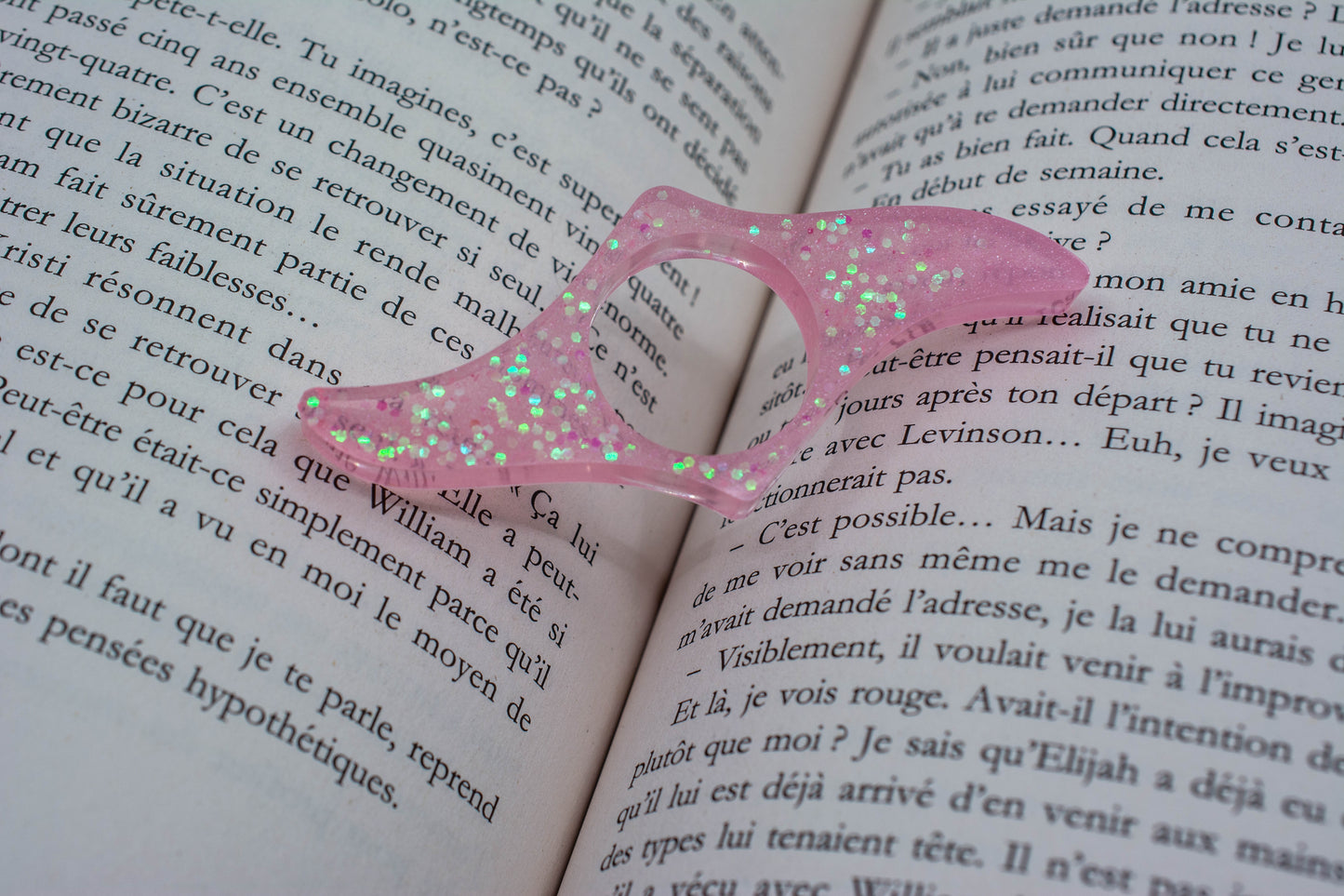 Bague de lecture rose - paillettes holographiques