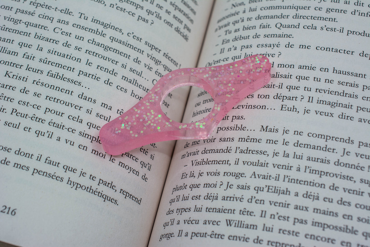 Bague de lecture rose - paillettes holographiques