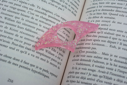 Bague de lecture rose - paillettes holographiques