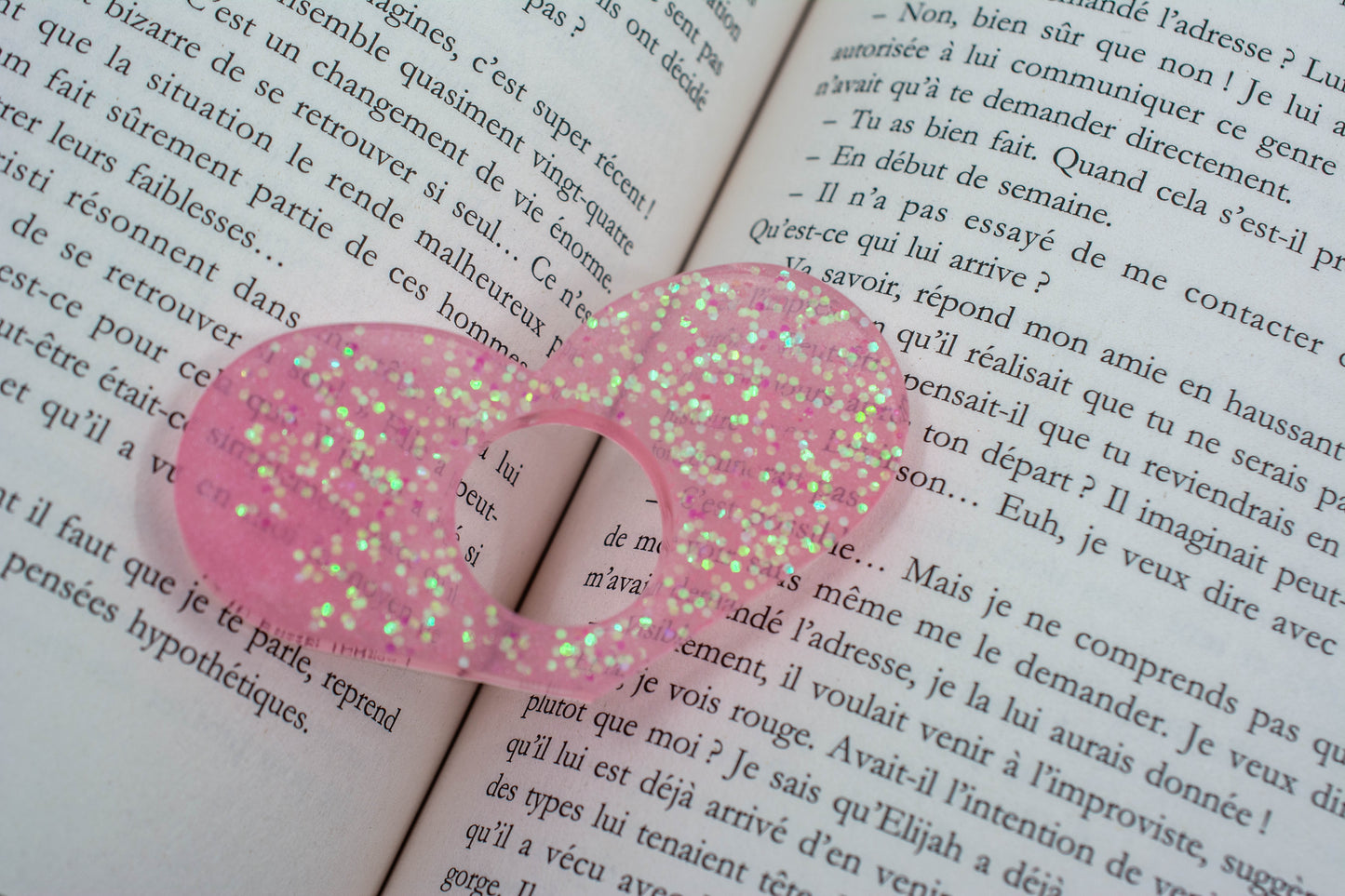 Bague de lecture rose - paillettes holographiques