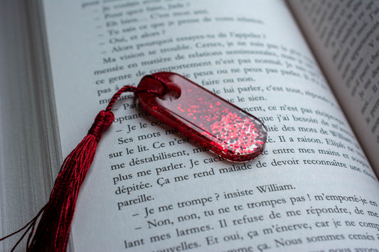 Mini Marque-page rouge - dégradé de paillettes rouges