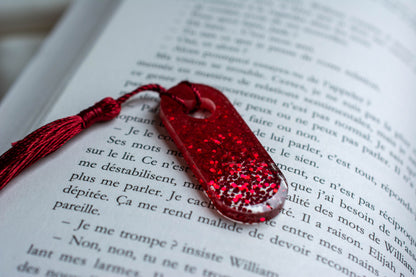 Mini Marque-page rouge - dégradé de paillettes rouges