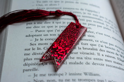 Mini Marque-page rouge - dégradé de paillettes rouges