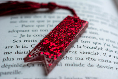 Mini Marque-page rouge - dégradé de paillettes rouges