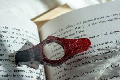 Bague de lecture rouge et noir transparent