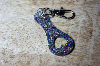 Jeton de caddie paillettes holographiques noires