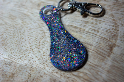 Jeton de caddie paillettes holographiques noires